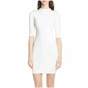 Alice + Olivia White Delora Funnel Neck Body Con Dress Sz 4